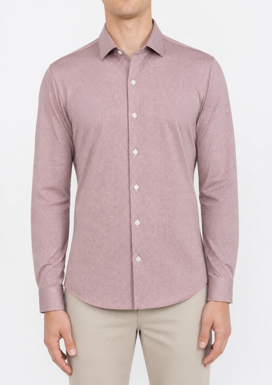 Mizzen+Main Shirt Mens Medium Pink White Check Long Sleeve Trim Fit Button-Up